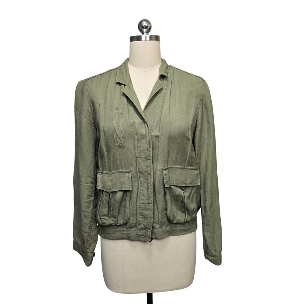 Madewell Olive Green Utility Jacket Button Front Lightweight Pocketed Size Small